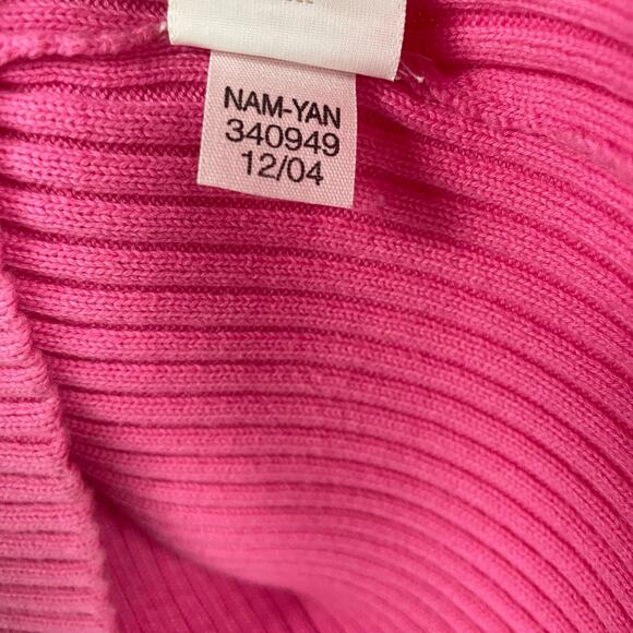 Y2K Tommy Hilfiger Pure Cotton Ribbed Knit Logo Sweater Pink Womens Large - Picture 7 of 7